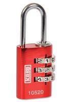 LOCK, COMBI, ALUMINIUM, 20MM, RED