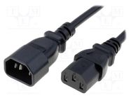 Cable; 3x1mm2; IEC C13 female,IEC C14 male; PVC; 5m; black; 10A 