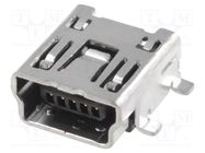 Connector: USB B mini; socket; SMT; PIN: 5; horizontal JST