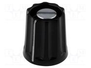 Knob; with pointer; plastic; Øshaft: 3mm; Ø11.8x13mm; black MENTOR