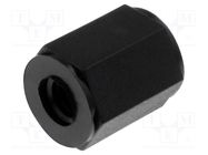 Screwed spacer sleeve; hexagonal; polyamide; M3; L: 12mm; black DREMEC