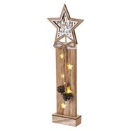 LED decoration, wooden – stars, 48 cm, 2x AA, indoor, warm white, timer, EMOS