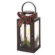 LED decoration – Christmas lantern with candle, black, 20 cm, 3x AAA, indoor, vintage, EMOS