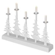 LED candlestick – Christmas trees with candles, 24 cm, 2x AA, indoor, warm white, timer, EMOS