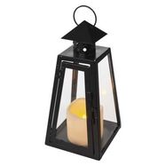 LED lantern, black, square, 26.5 cm, 3x AAA, indoor, vintage, EMOS