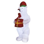 LED polar bear with a present, inflatable, 240 cm, indoor and outdoor, cool white, EMOS