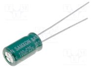 Capacitor: electrolytic; low ESR; THT; 100uF; 25VDC; Ø6.3x11mm SAMXON