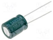 Capacitor: electrolytic; low ESR; THT; 100uF; 50VDC; Ø10x12.5mm SAMXON