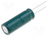 Capacitor: electrolytic; low ESR; THT; 1000uF; 63VDC; Ø12.5x35mm SAMXON