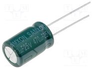 Capacitor: electrolytic; low ESR; THT; 470uF; 25VDC; Ø10x16mm; ±20% SAMXON