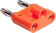 BANANA PLUG, DBL, STACKABLE, 15A, ORANGE