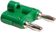 BANANA PLUG, DBL, STACKABLE, 15A, GREEN