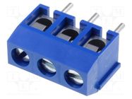 PCB terminal block; angled 90°; 5mm; ways: 3; on PCBs; 1.5mm2; blue DEGSON ELECTRONICS