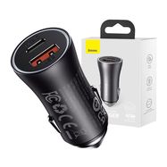 Car charger Baseus Golden Contactor Max, USB + USB-C, 60W (grey), Baseus