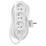 Extension Cord 7 m / 3 sockets / white / PVC / 1 mm2, EMOS