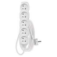 Extension Cord 2 m / 5 sockets / white / PVC / 1 mm2, EMOS