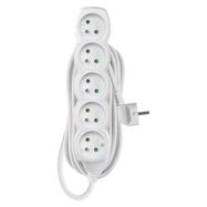 Extension Cord 5 m / 5 sockets / white / PVC / 1 mm2, EMOS