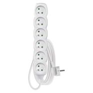 Extension Cord 2 m / 6 sockets / white / PVC / 1 mm2, EMOS