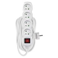 Extension Cord 10 m / 4 sockets / switch / white / PVC / 1 mm2, EMOS