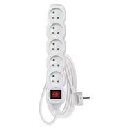 Extension Cord 3 m / 5 sockets / switch / white / PVC / 1 mm2, EMOS