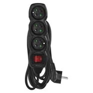 Extension Cord 5 m / 3 sockets / switch / black / PVC / 1 mm2, EMOS