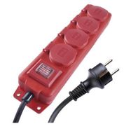 Extension Cord 10 m / 4 sockets / switch / black–red / rubber-neoprene / 1.5 mm2, EMOS