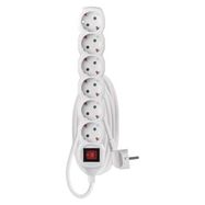 Extension Cord 3 m / 6 sockets / switch / white / PVC / 1.5 mm2, EMOS