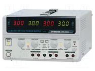 Power supply: laboratory; linear,multi-channel; 0÷30VDC; 0÷3A GW INSTEK