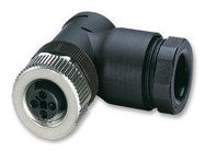 SENSOR/ACTUATOR SOCKET, R/A, M12, 4POS