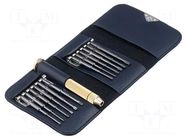 Kit: screwdriver bits; 12pcs; Phillips,slot,Torx®; bag GOLDTOOL