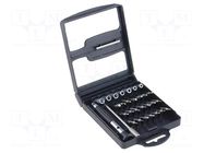 Kit: screwdrivers; bag; 6-angles socket,Phillips,slot,Torx® GOLDTOOL