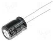 Capacitor: electrolytic; low ESR; THT; 220uF; 35VDC; Ø8x12mm; ±20% SAMXON