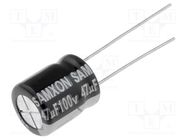 Capacitor: electrolytic; low ESR; THT; 47uF; 100VDC; Ø10x12.5mm SAMXON