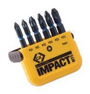 SCREWDRIVER BIT SET, POZIDRIVE, 6PCS