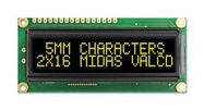 LCD, ALPHA-NUM, 16 X 2, YELLOW-GREEN