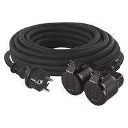 Extension Cord 20 m / 2 socket / black / rubber / 250 V / 1.5 mm2, EMOS