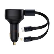 Car Charger Baseus Enjoyment with cable USB-C + Lightning 3A, 30W (Black), Baseus