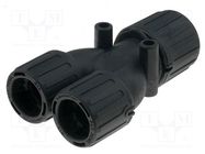 Y-connector; polyamide; HelaGuard; -50÷135°C; IP66; black; UL94V-2 HELLERMANNTYTON