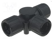 T-connector; polyamide; HelaGuard; -50÷135°C; IP66; black; UL94V-2 HELLERMANNTYTON