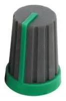 ROUND KNURLED KNOB, 13MM, GRN INDICATOR