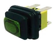PB SWITCH, DPST, GRN, 250V, QUICKCONNECT
