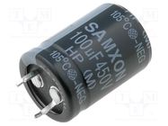 Capacitor: electrolytic; SNAP-IN; 100uF; 450VDC; Ø22x30mm; ±20% SAMXON