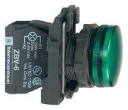 PILOT LIGHT, 22MM, GREEN LENS, 250VAC