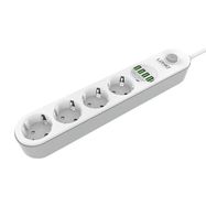 Power strip with 4 AC sockets, 4x USB, LDNIO SE4432, 2m (white), LDNIO