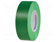 Tape: electrical insulating; W: 19mm; L: 20m; Thk: 0.18mm; green HELLERMANNTYTON