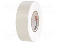 Tape: electrical insulating; W: 19mm; L: 20m; Thk: 0.18mm; white HELLERMANNTYTON