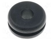 Grommet; Ømount.hole: 8mm; Øhole: 5mm; PVC; black; -30÷60°C; UL94V-2 HELLERMANNTYTON
