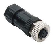 SENSOR CONNECTOR, M12, RCPT, 4POS