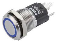 PB SWITCH, ILLUM, SPDT, 5A, 250VAC, BLUE