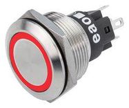 PB SWITCH, ILLUM, SPDT, 5A, 250VAC, RED